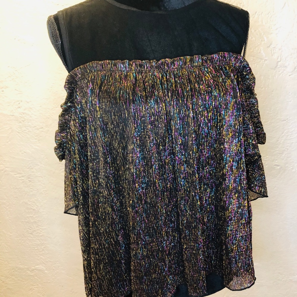 FOREVER 21+ Sheer Sparkly Off the Shoulder Top